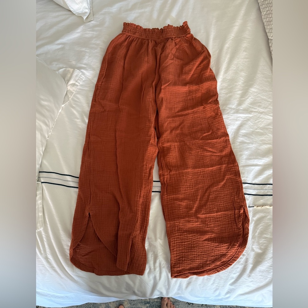 Rust Orange Wide-Leg Pants